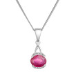 Stříbrný náhrdelník luxusní s pravým minerálním kamenem červený 12084.3 ruby