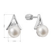 Náušnice stříbrné se zirkony a říční perlou 21083.1B