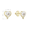 Zlaté náušnice srdce s perlou a briliantem 91PB00054