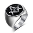 Ocelový pečetní prsten pro muže JCF00410-Svobodní zednáři