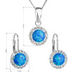 Luxusní stříbrná sada šperků s opálem a krystaly 39160.1 modrá