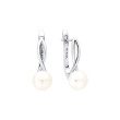Visací stříbrné náušnice s říční perlou SK22104ELW