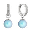 Stříbrné náušnice s kamínky a perlou 31298.3 světle modrá