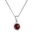 Stříbrný náhrdelník s pravým minerálním kamenem rudý 12081.3 garnet