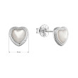 Stříbrné náušnice ve tvaru srdce - pecky - 11433.1 perleť