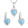 Sada šperků se syntetickým opálem a krystaly Swarovski náušnice a přívěšek světle modré srdce 39161.1