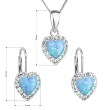 Sada šperků se syntetickým opálem a krystaly Swarovski náušnice a přívěšek světle modré srdce 39161.1