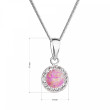 Stříbrný náhrdelník s opálem a krystaly Preciosa 32083.1 lt. rose