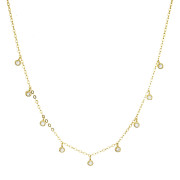 Pozlacený stříbrný náhrdelník s 9 malými kulatými zirkónky 12056.1. crystal Au plating