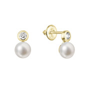 Zlaté perlové náušnice s brilianty 91PB00050