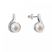 Stříbrné perlové náušnice 21066.1 bílá