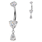 Titanový piercing pupíku srdce SETIN74ST