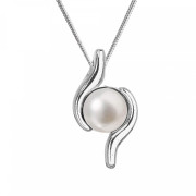 Stříbrný náhrdelník s říční perlou 22038.1 bílá 
