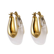 Moderní ocelové náušnice MESS45 - White