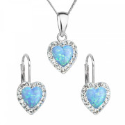 Souprava stříbrných šperků s opálem a krystaly 39161.1 modrá