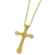 Zlatý náhrdelník křížek z chirurgické oceli NSS618-Zlatá