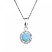 Stříbrný náhrdelník s opálem a krystaly 32083.1 lt.blue
