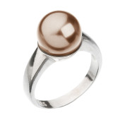 Elegantní stříbrný prsten s perlou Swarovski 35022.3 hnědá