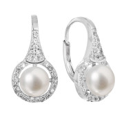 stříbrné visací náušnice s perlou 21051.1