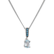 Stříbrný náhrdelník luxusní s pravými minerálními kameny modrý 12082.3 london nano, sky topaz