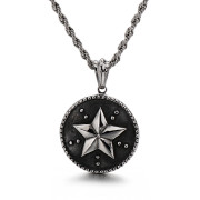 Ocelový náhrdelník pentagram v kruhu WJHC469