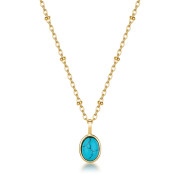 Pozlacený náhrdelník z chirurgické oceli s tyrkysem Brosway ESSENTIAL BNL132