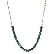 Moderní náhrdelník z pozlacené oceli a syntetického malachitu NSS1014M