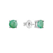 Stříbrné náušnice s pravými minerálními kameny zelené 11485.3 emerald