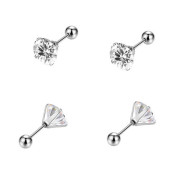 Náušnice se zirkony pecky z chirurgické oceli WJHE1244-White