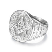 Pečetní prsten z chirurgické oceli WJHZ913ST- Svobodní zednáři