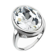 Masivní stříbrný prsten s krystalem Preciosa 35036.1 bílá