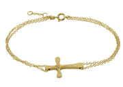Pozlacený náramek křížek z chirurgické oceli BSS778