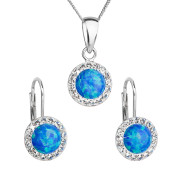 Souprava stříbrných šperků s krystaly 39160.1 modrá