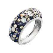 Prsten stříbro s krystaly Swarovski 35031.3 mix barev fialová