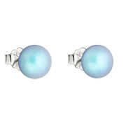 Náušnice stříbrné s perlou 31142.3 sv. modrá