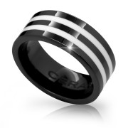 Netradiční dámský prsten z keramiky Cerafi ZEBRANO 115