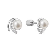 Luxusní perlové náušnice se zirkony 21091.1B 