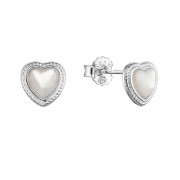 Perleťové stříbrné náušnice ve tvaru srdce 11433.1 perleť
