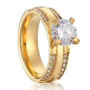 Zlatý dámský prsten z chirurgické oceli SPPL047