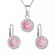 Stříbrné šperky s opálem a krystaly Preciosa 39106.1 světle růžová