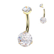Pozlacený piercing břicha se zirkony SETIN61-GD
