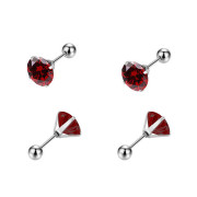 Náušnice se zirkony pecky z chirurgické oceli WJHE1244-Ruby Dark