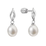 Visací stříbrné náušnice s perlou 21104.1B