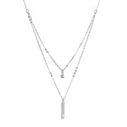 Stříbrný náhrdelník kulička a úzký obdélník se zirkony bílý 12057.1. crystal
