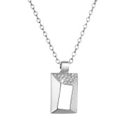 Stříbrný náhrdelník obdélník se zirkonky bílý 12055.1 crystal