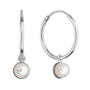 Elegantní stříbrné náušnice kruhy s perlou 21065.1