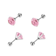 Náušnice se zirkony pecky z chirurgické oceli WJHE1244-Pink