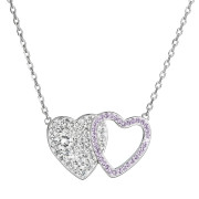 Stříbrný náhrdelník srdce 32079.3 fialové