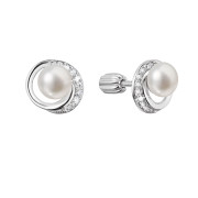 Luxusní perlové náušnice se zirkony 21098.1B