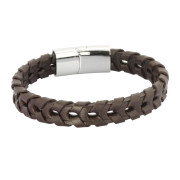 Pánský náramek z kůže a chirurgické oceli BSS560BR